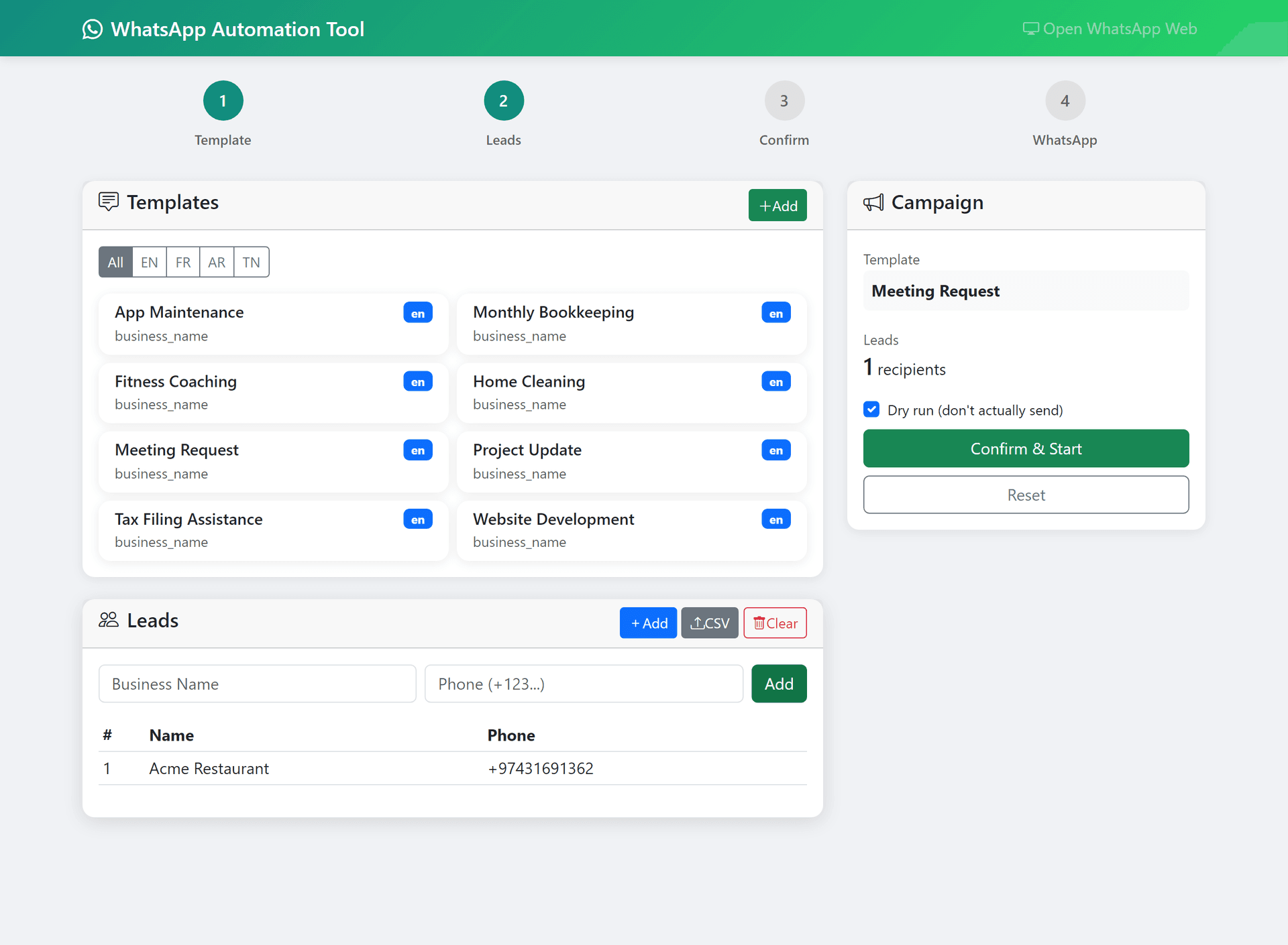 The Flask campaign dashboard