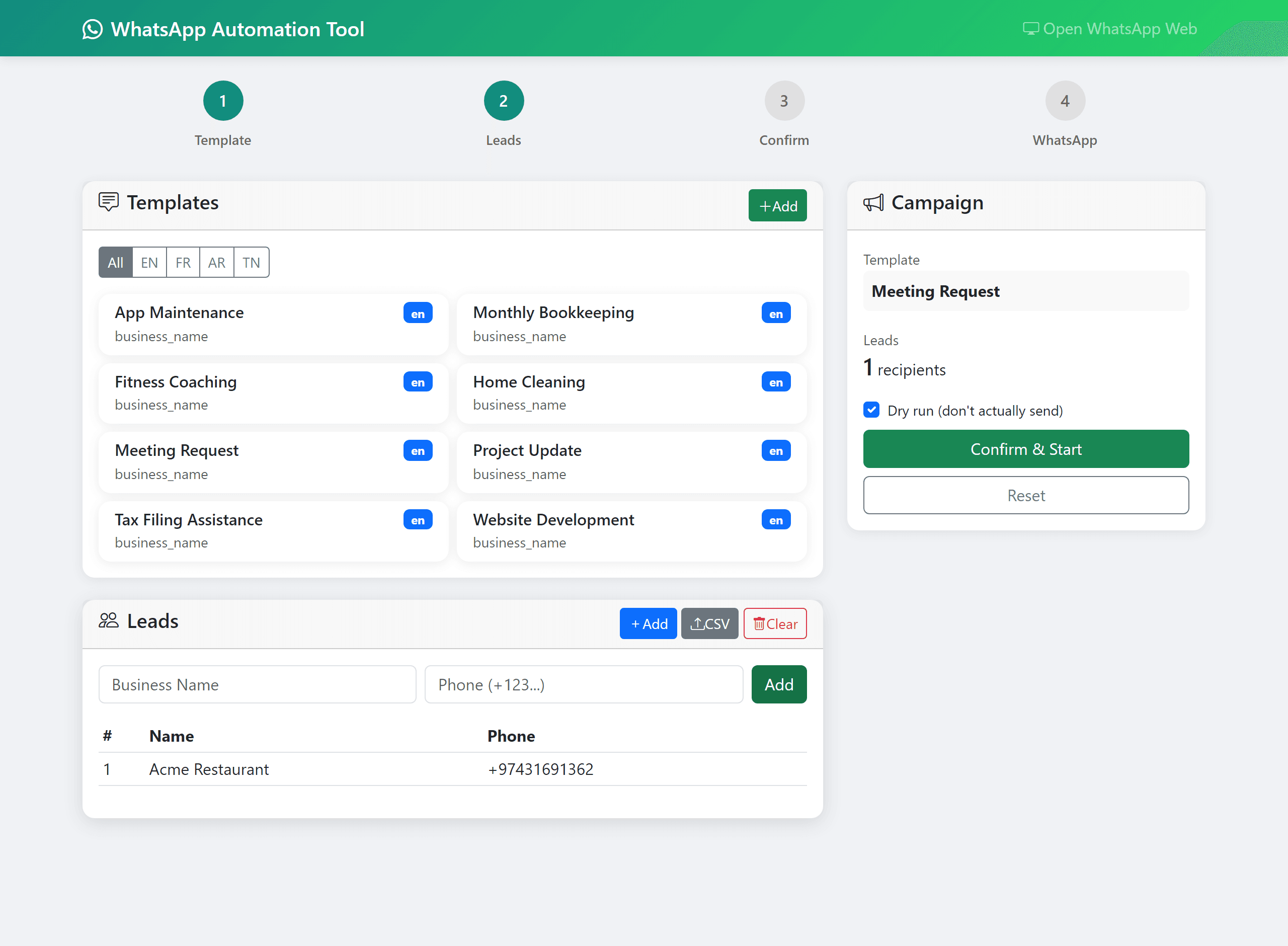 The Flask campaign dashboard